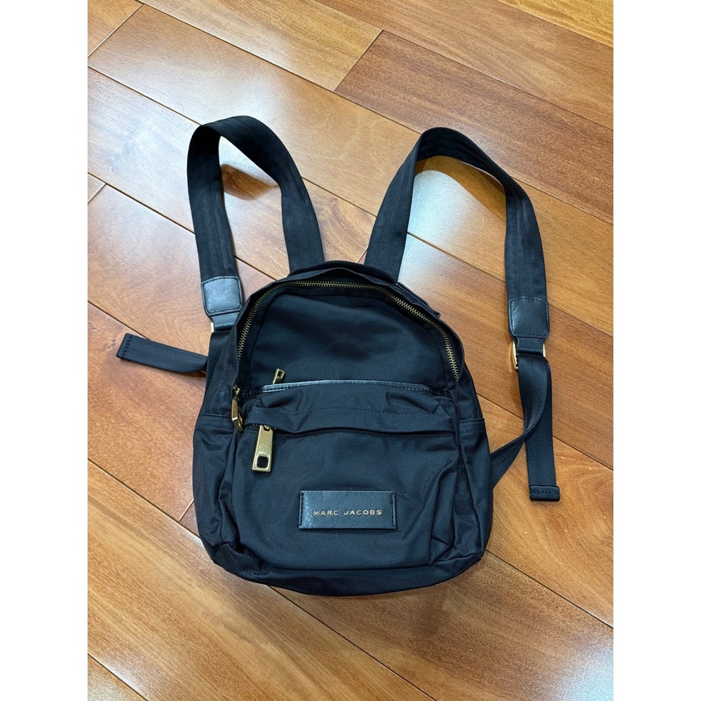 Marc Jacobs Mini Backpack Womens Black Nylon Gold Hardware Small OS - Picture 2 of 10